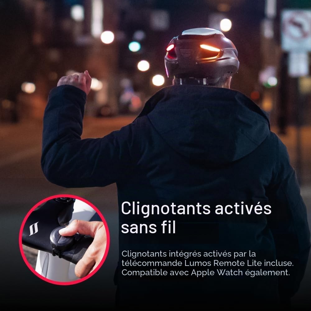 Lumos Casque Ultra Smart | Casque de Vélo | Feux Avant et Arrière (LED) | Clignotants | Feux Stop | Connexion Bluetooth | Adulte: Homme, Femme (Charbon Black, Size : M-L) MIPS