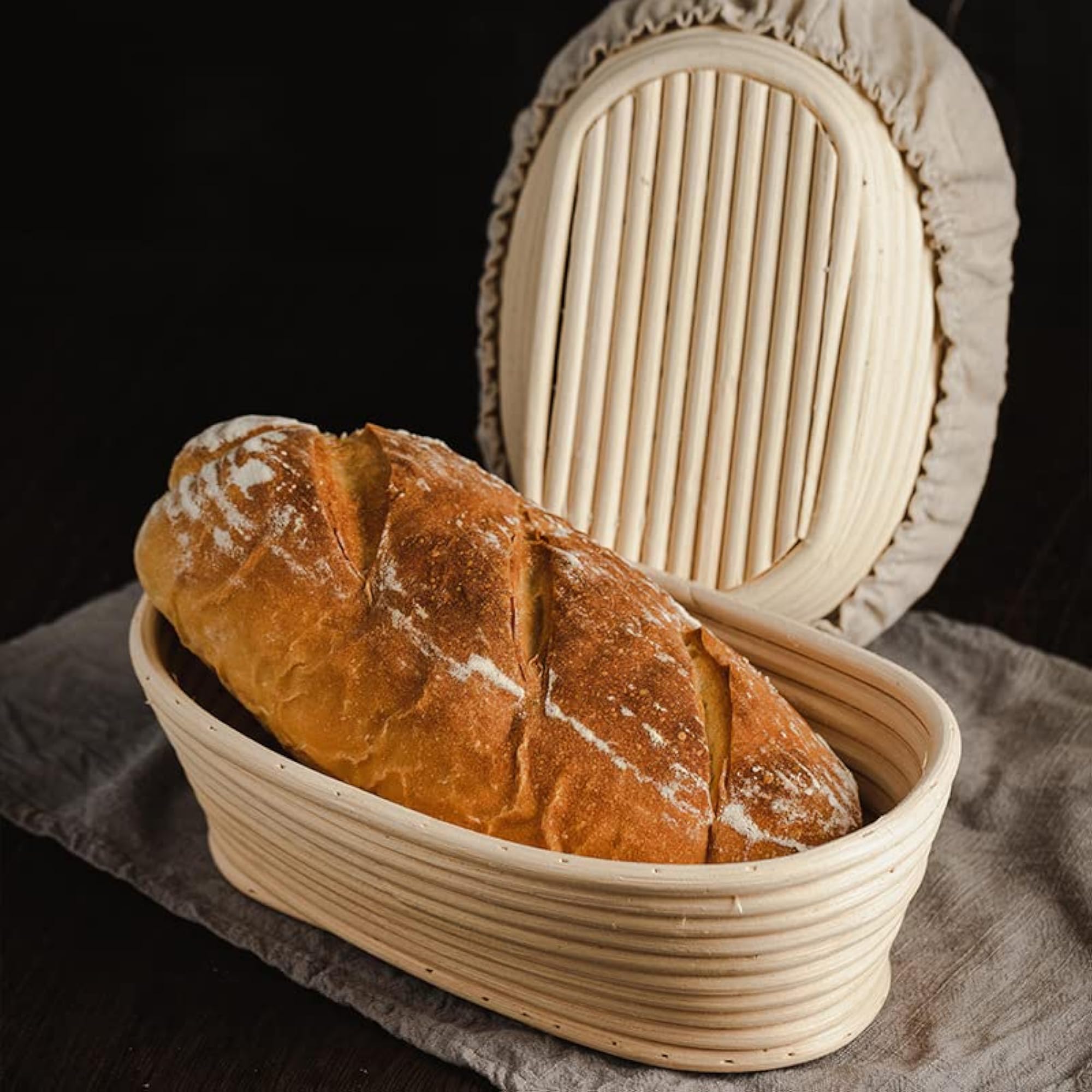 Handmade Oval Bread and Fruit Serving Basket