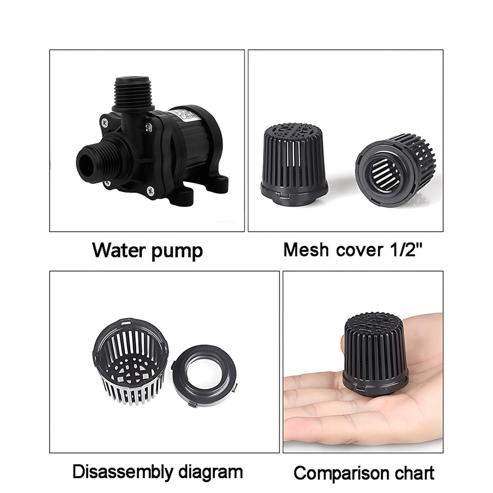 Bomba de circulación de refrigeración por agua silenciosa pequeña DC12/24V G1/2 pulgadas, motor sin escobillas, bomba sumergible hidropónica IP68 (EU_1240)