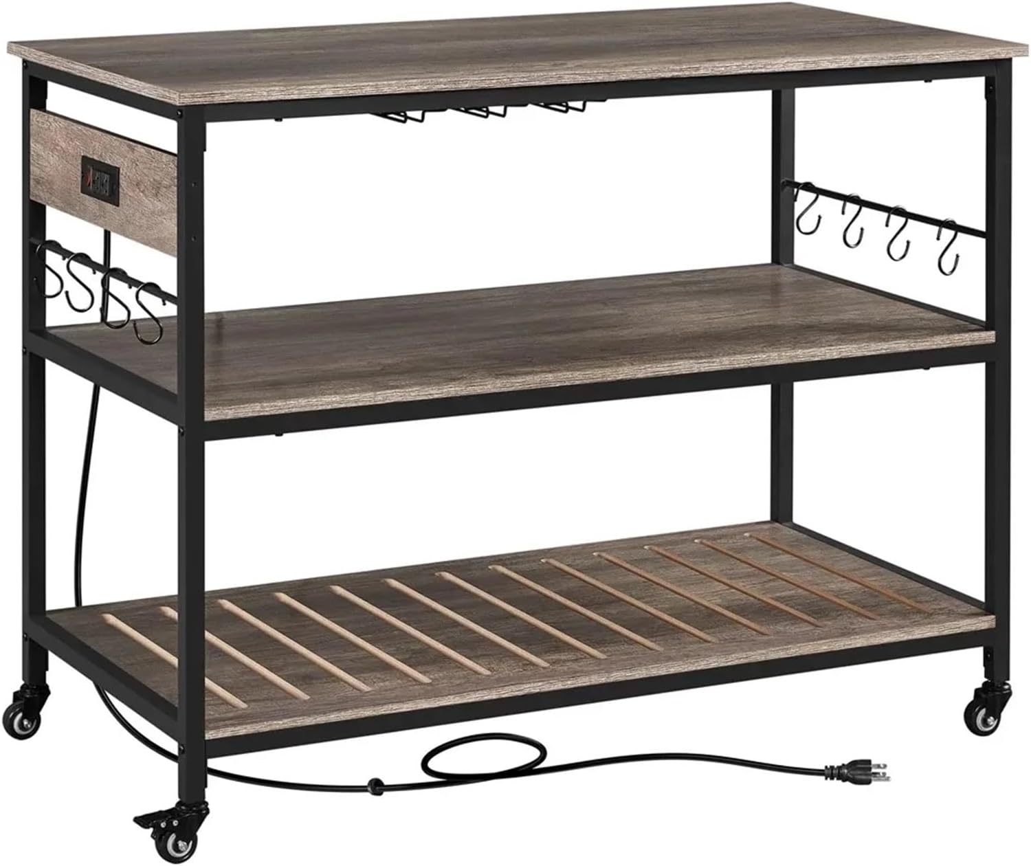 Kitchen Islands & Trolleys Rolling Kitchen Island with 3 Shelves Organizer Cart with Wheels Holder