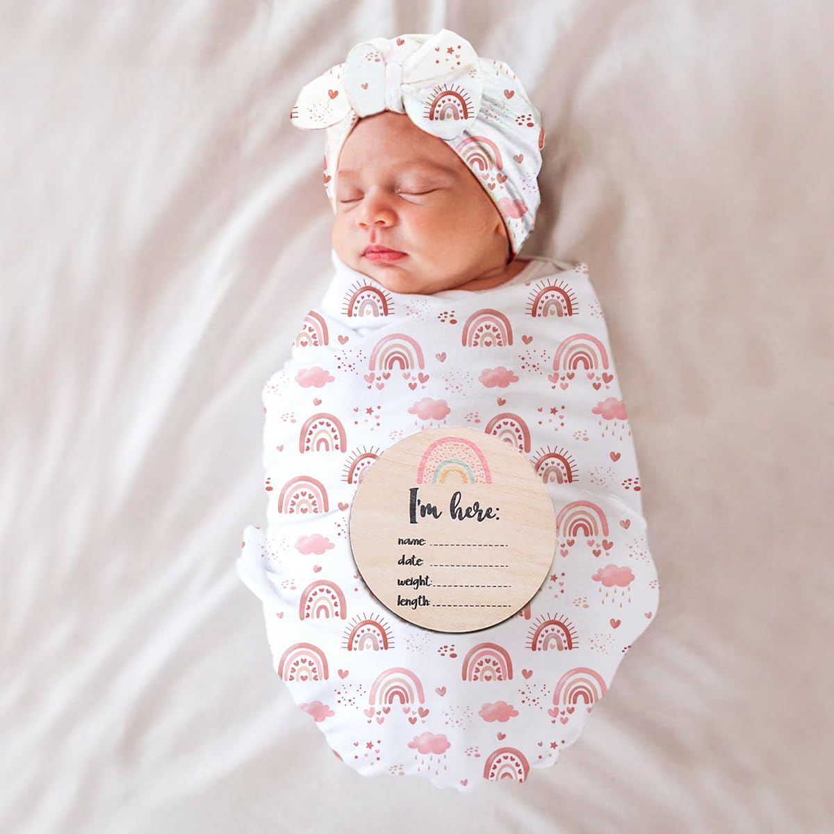 Ylsteed Baby Swaddle Blanket and Headband Set, Newborn