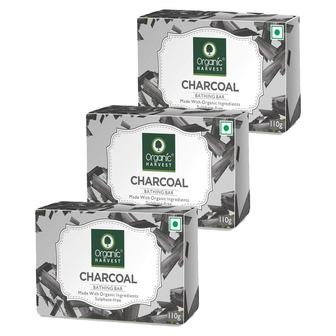 Organic Harvest Charcoal Bathing Bar, 110 g (Pack of 3)
