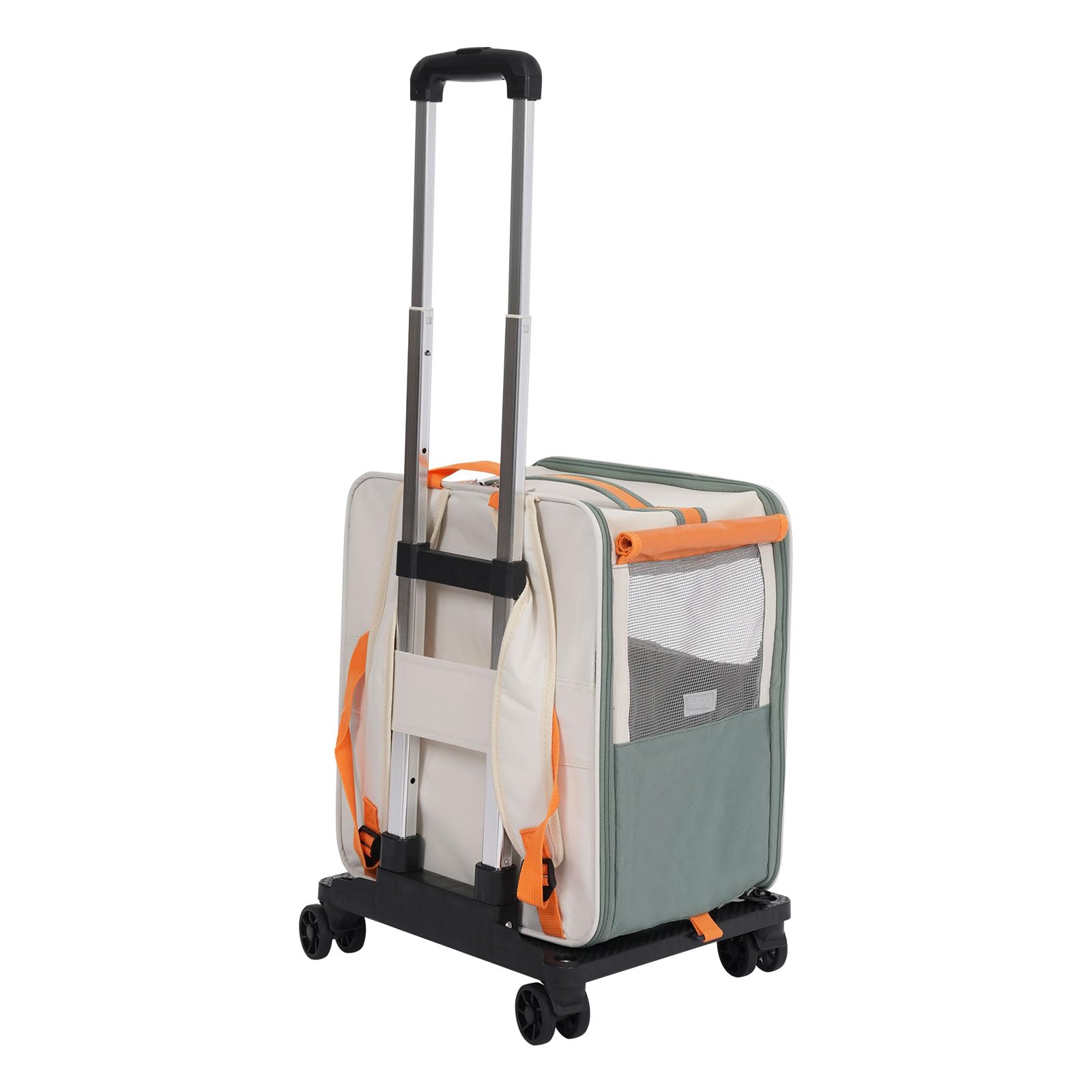 2 in 1 Haustier-Rucksack Rollkoffer Faltbar Transporttasche für Katze mit Rollen und Trolley Transporttasche aus Oxford-Gewebe Katze&Hund Tragetasche mit Abnehmbar Teleskopgriff Max.12.5kg