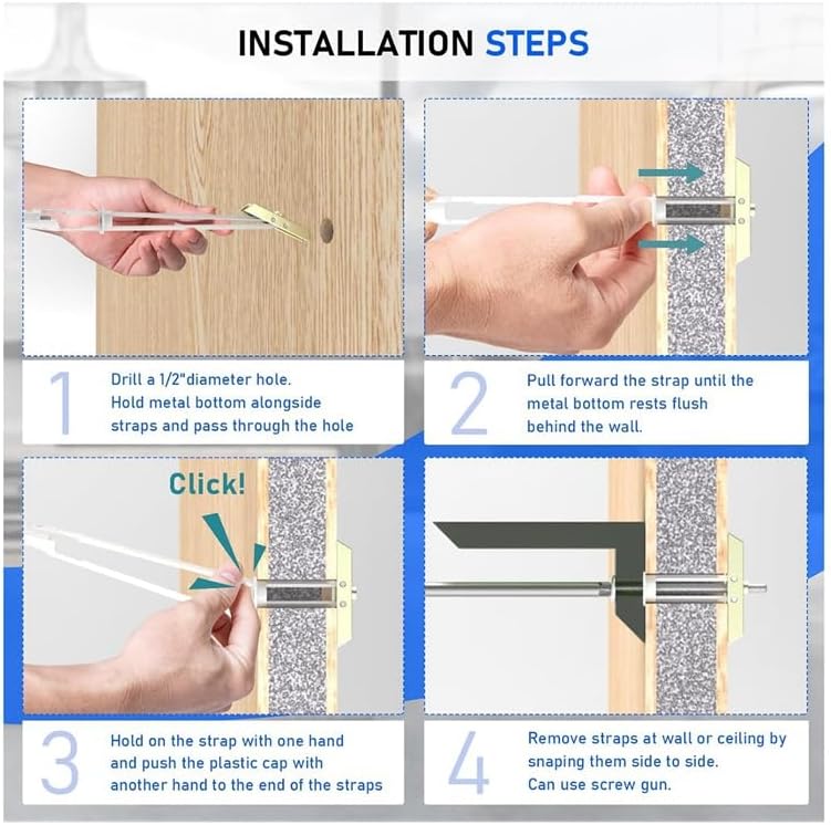 Generic Anchor Set with Included Bolts, Heavy Hollow Drywall Anchors Kit for TV Mounting Kit, Hollow Wall Anchors Holds 12 Packs - (Color: whitesilver)