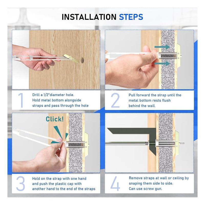 Generic Anchor Kit with Included Bolts, Heavy Hollow Drywall Anchors Set for TV Mounting Kit, Hollow Wall Anchors Holds 12 Packs - (Color: whitesilver)
