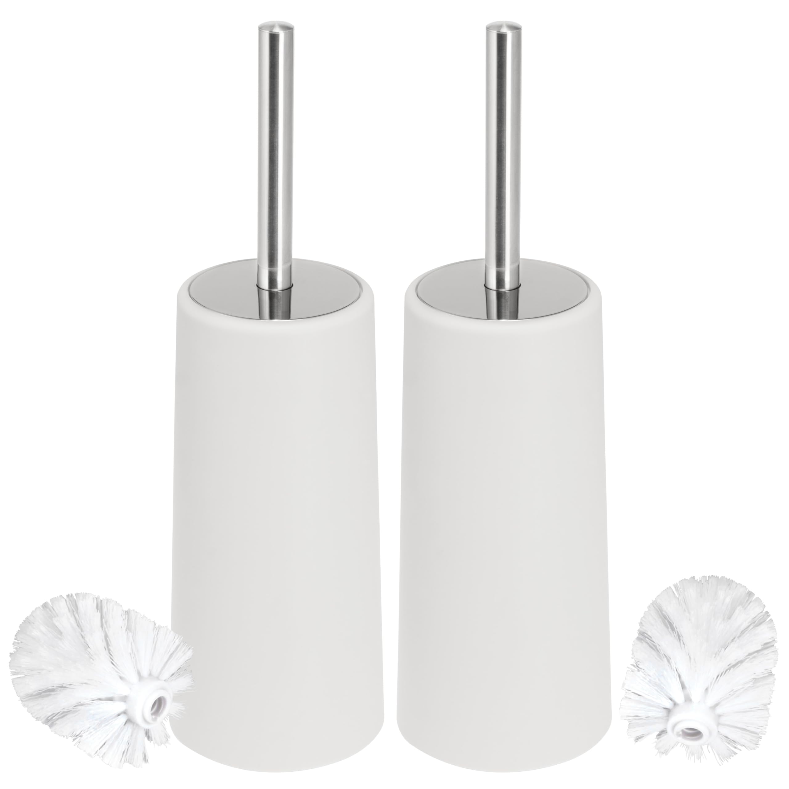 Bremermann White Toilet Brush Plastic Standing Brush (, Pack Of 2)