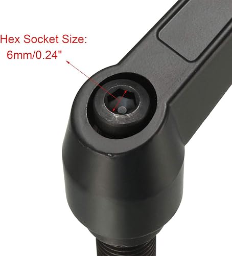 Miniatura 22 de uxcell M8 x 0.630 in Mango de palanca de sujeción ajustable Rosca Botón de trinquete macho roscado Perillas roscadas Manijas de tornillo giratorio
