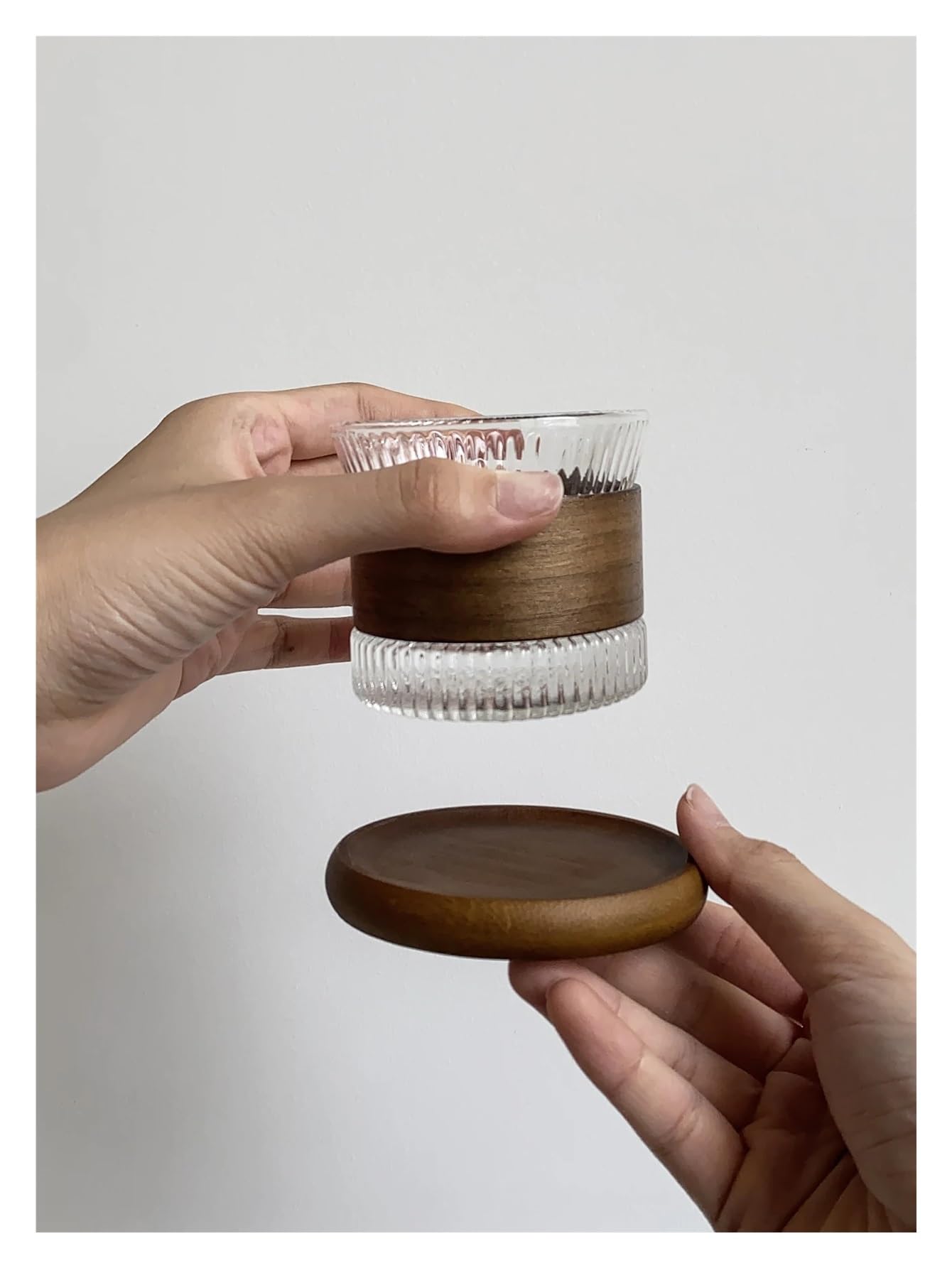 Dessous Verre Liège Rond 6 pièces/1 Ensemble de sous-Verres Japonais en Bois Bambou