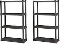 Sterilite 2-Pack Heavy-Duty 4-Shelf Unit: Adjustable Plastic Storage Rack for Garage, Kitchen, Bathroom Organization