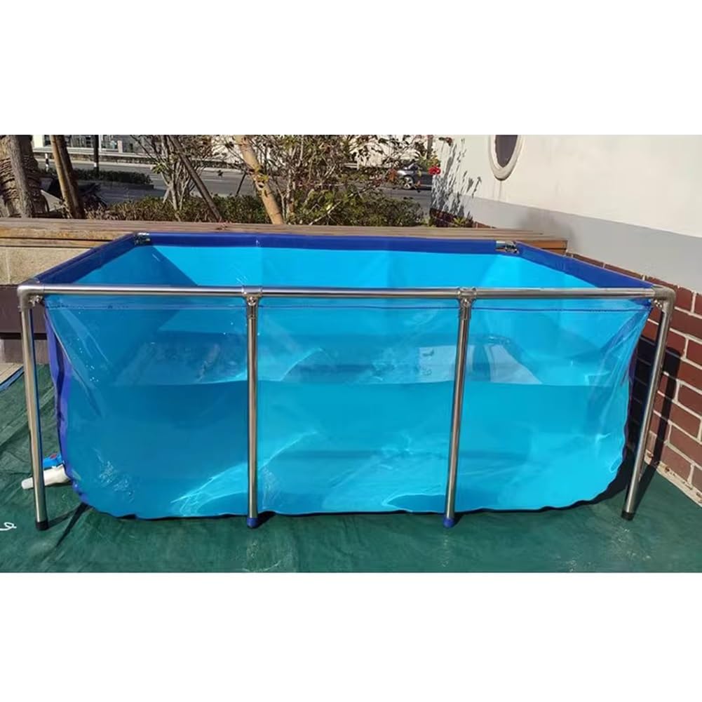 Estanques elevados para acuarios con Ventana Transparente, Revestimiento de Lona de PVC con Estructura de Acero, Tanque de retención para cría de Tortugas koi, Azul, 100 x 60 x 35 cm