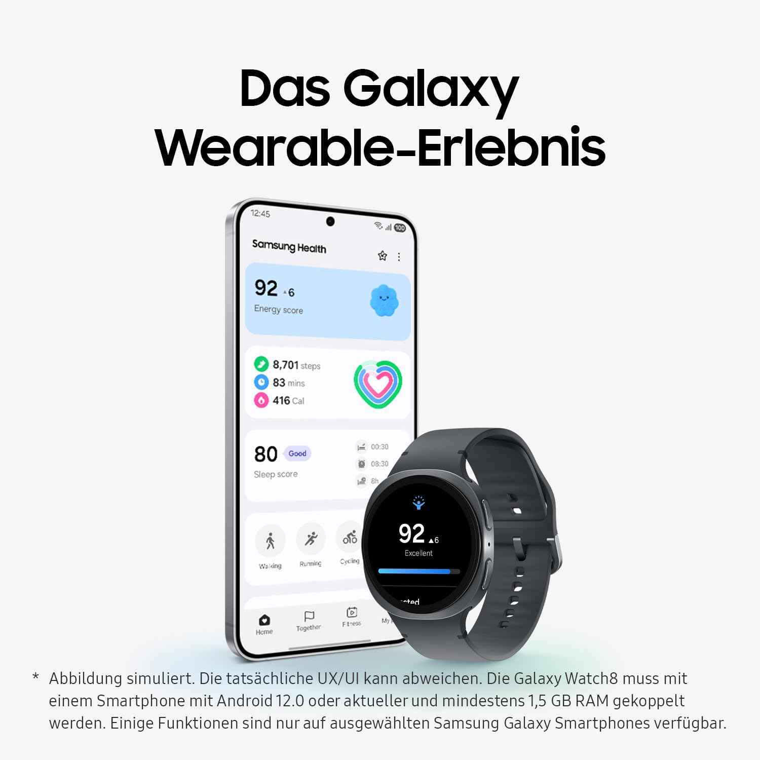Samsung Galaxy Watch8 Smartwatch 40 mm Bluetooth Graphite Fitness-Uhr mit Galaxy AI