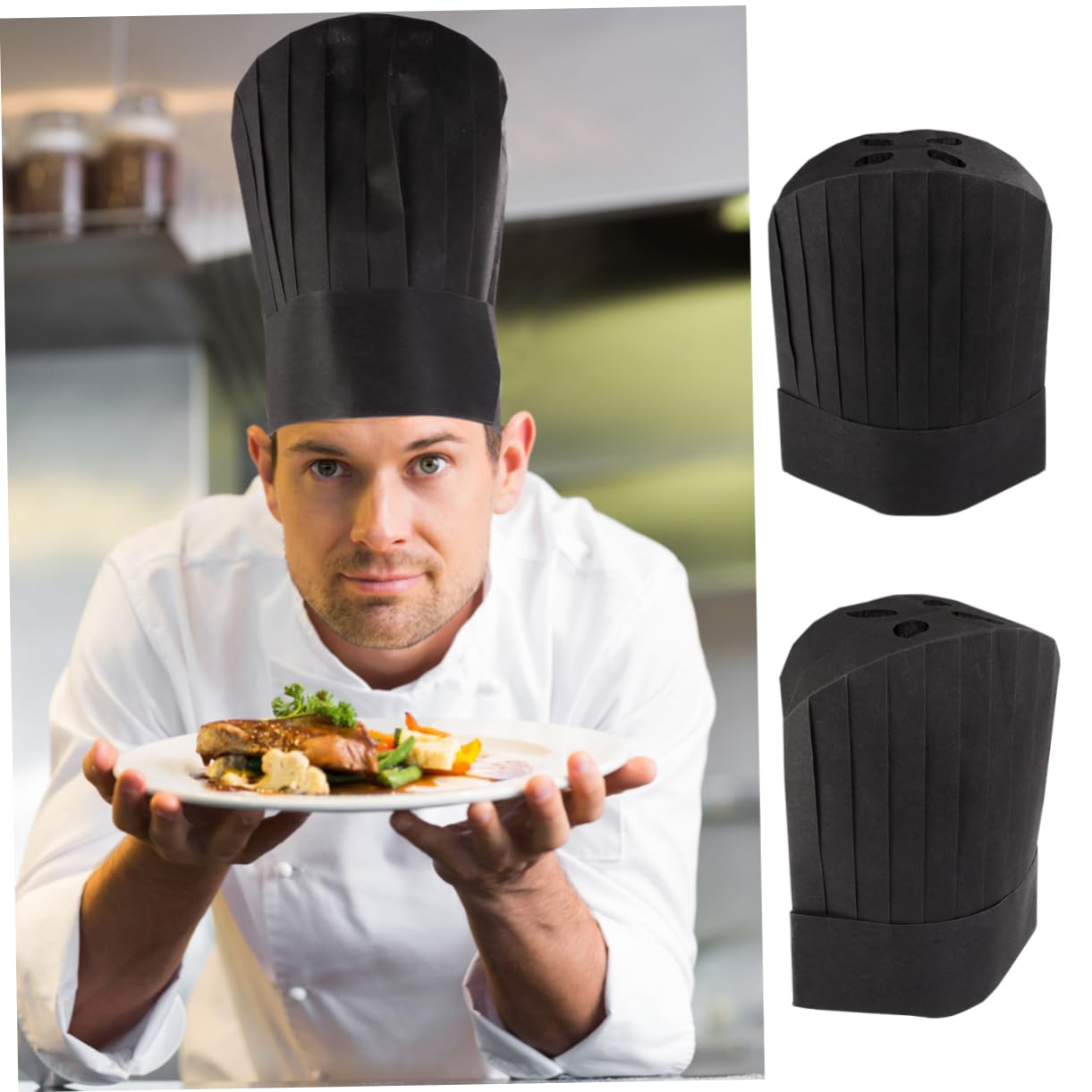 PACKOVE Cappello Da Cuoco Monouso Ecologico 20 Pezzi 28x30 Cm