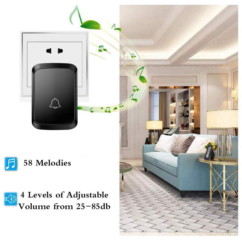 Campanelli Wireless, 6 Trasmettitore E 1 Ricevitore,Campanello Senza Fili Portatile Con Funzione Di Memoria Di Spegnimento,Portata 300M,58 Regolabile Melodie,4 Livelli Di Volume,Flash LED,Bianca