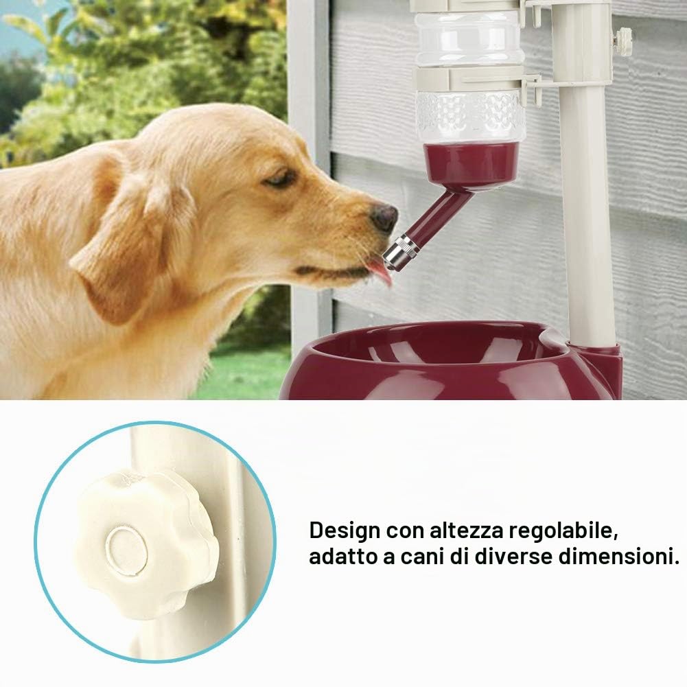 Zerodis Ciotola per Cani, Borraccia Automatica per Dispenser di Cibo per Animali Domestici con Base per Ciotola di Sollevamento per Piccoli Animali(Marrone)