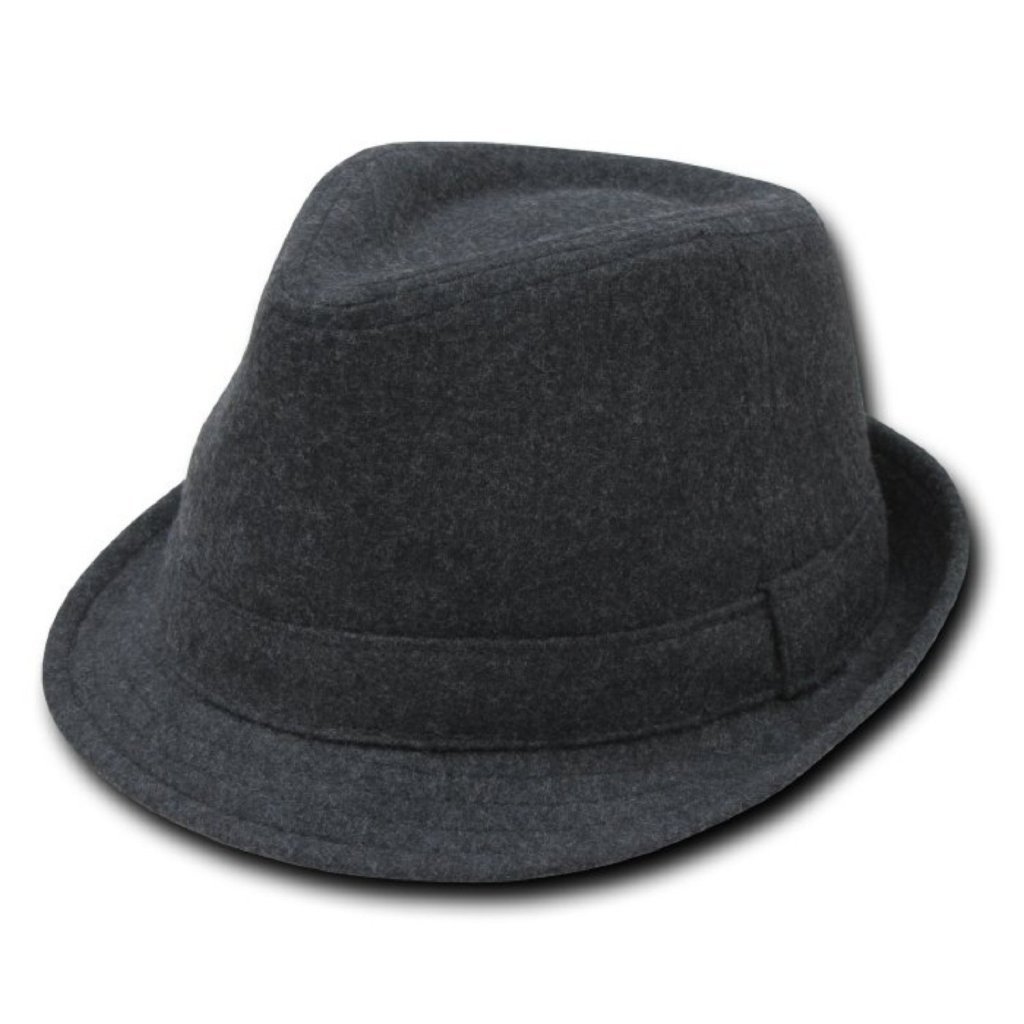 DeckyMelton Wool Fedora Hat Charcoal Grey (Large/XL)