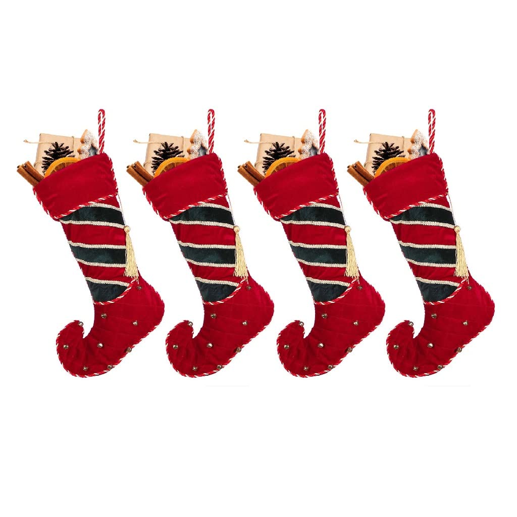 Dibor Luxury Velvet Elf Christmas Stocking - Set of 4 (Z288)