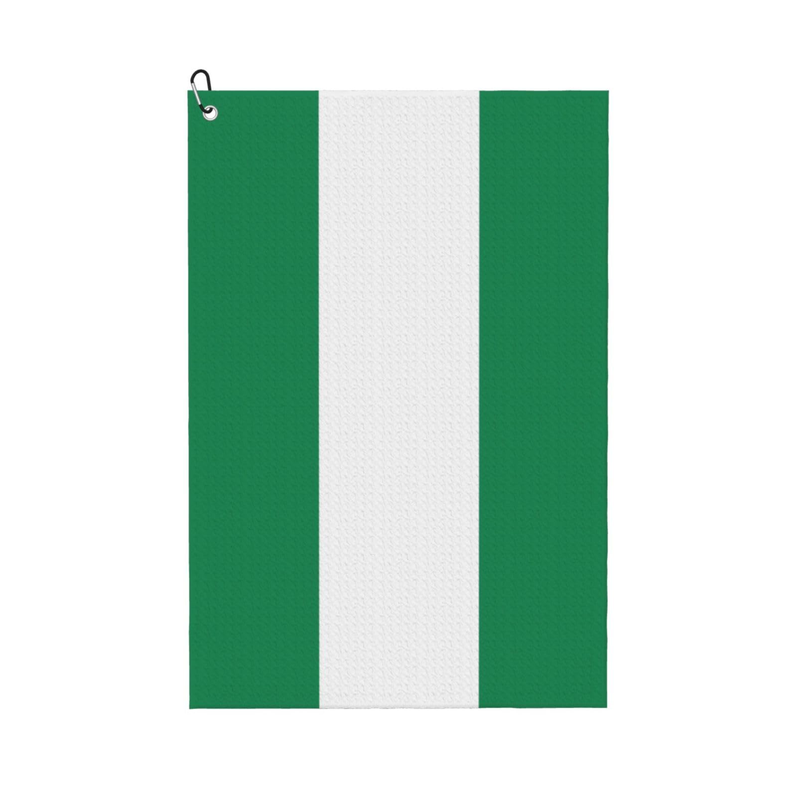 Anceky Flag of Nigeria Print Golf Towel 24"X16" Microfiber Golf Cleaning Towel with Carabiner Clip for Golf Bags