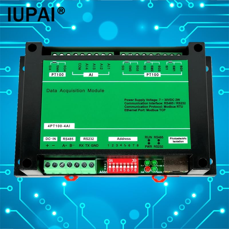 Wiring Connecting Terminals - 4PT-4AI 4-Channel PT100 Temperature Thermal Resistance Acquisition Module 4AI Input Modbus Ethernet Industrial Controller - (Color: RJ45-RS485-RS232)
