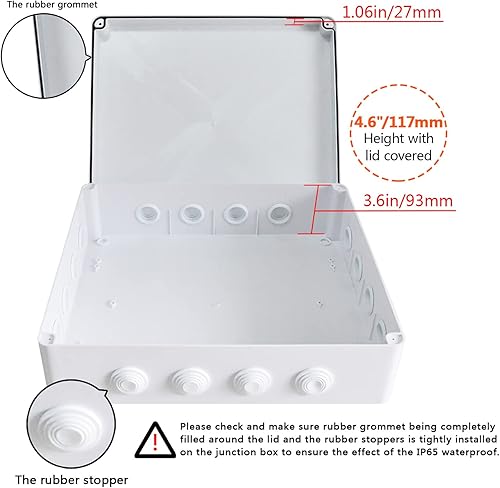 Miniatura 21 de LeMotech Caja de conexiones, plástico ABS IP55 resistente al agua y al polvo, caja eléctrica universal, caja de proyectos para exteriores e