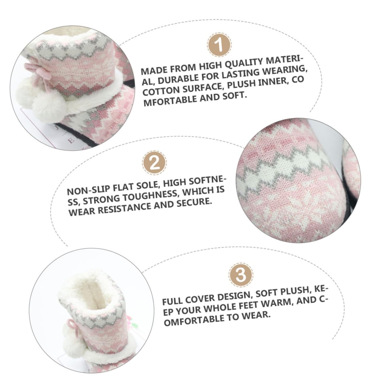 NOLITOY Zapatillas de Casa para Mujer con Gruesa Antideslizante Algodón Cálido Interior de Felpa para Invierno Pantuflas Rosas Cómodas y Resistentes para Uso Interior