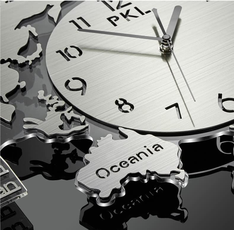 Miniatura 12 de Reloj de pared moderno y silencioso para sala de estar creativo de lujo con mapa del mundo, relojes de pared, decoración del hogar, reloj de pared