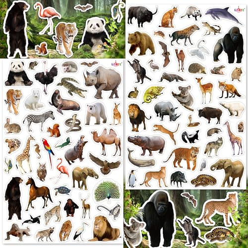 LINAYE 24 Sheets Jungle Stickers for Kids 1032 PCS Safari Wild Zoo Animal Stickers for Scrapbooking Water Bottles Envelopes Laptop Decal for Kids Boys Girls