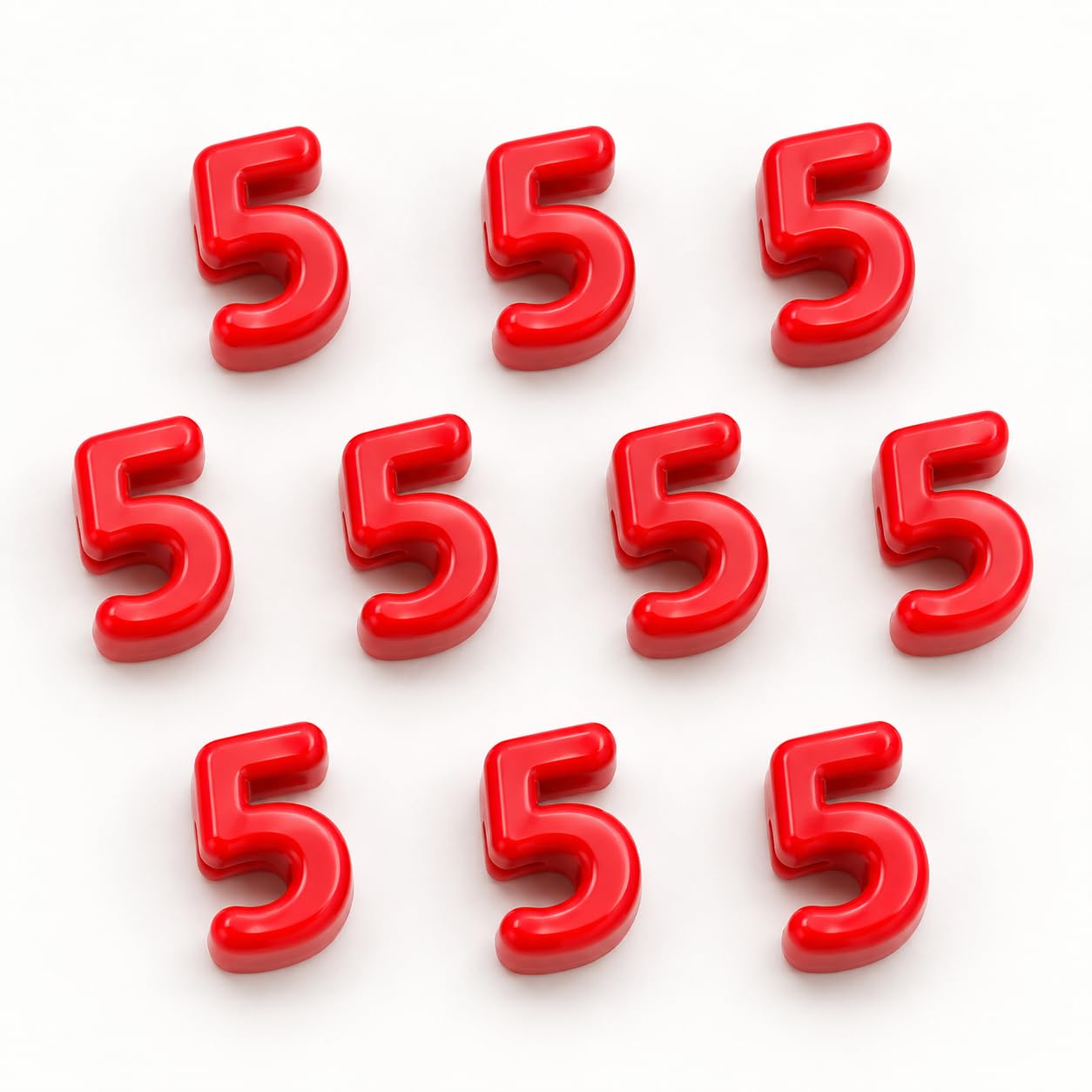 Number Beads, 10pcs Number Beads for Bracelets with 6mm Large Hole, Number Bead for DIY Jewellery Making, Keychains and Paracord Crafts(Red, Number 5, 10)