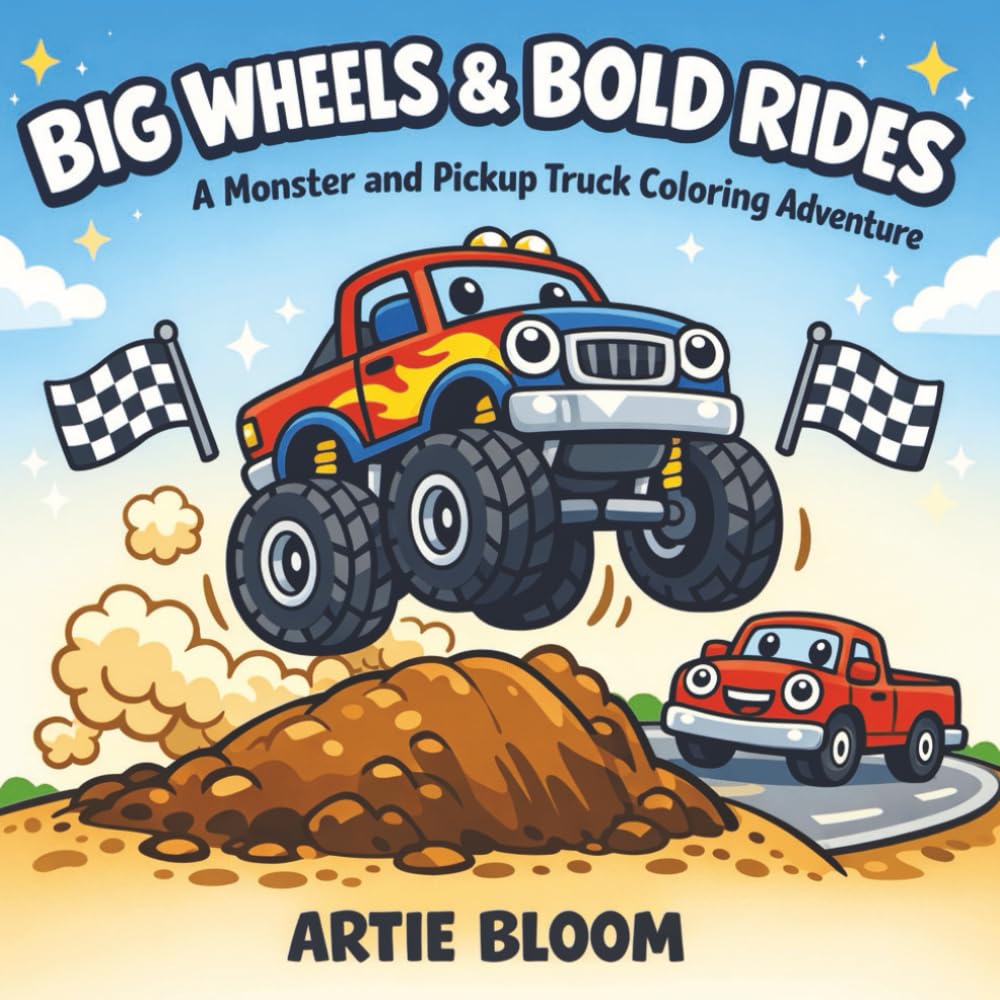Big Wheels & Bold Rides – A Monster and Pickup Truck Coloring Adventure: Classic Cars, Muscle Machines, and Monster Trucks — 50 Realistic Vehicle Coloring Pages for Kids, Teens, and Adults