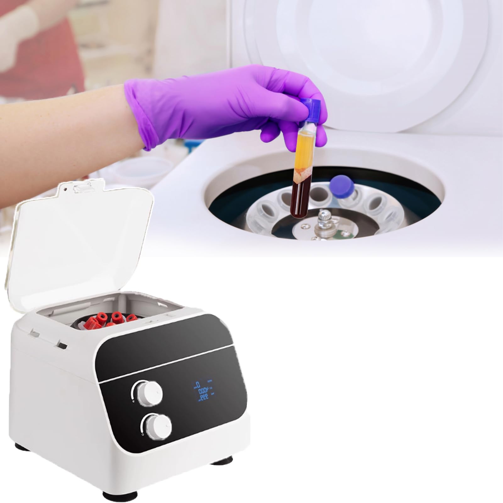 Centrifugeuse électrique de Paillasse, centrifugeuse de Laboratoire de Table, écran LED, Plage de Vitesse 0-4000 TR/Min, capacité 20 ML x 8 alvéoles, châssis en Acier Inoxydable, 100 ML x 4