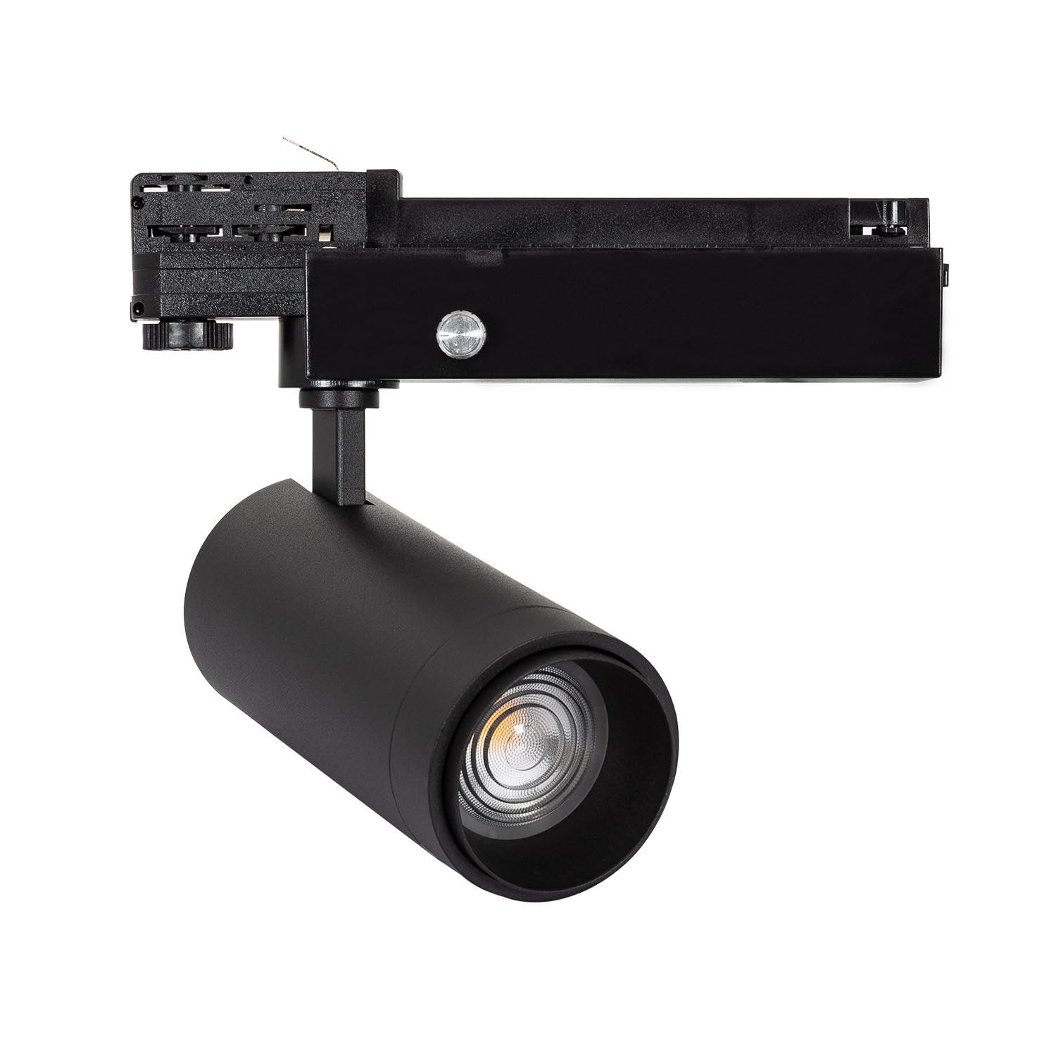 LEDKIA LIGHTING Faretto LED Binario Trifase 30W Regolabile Wolf Multiangolo 15-60º Nero 3000K Bianco Caldo