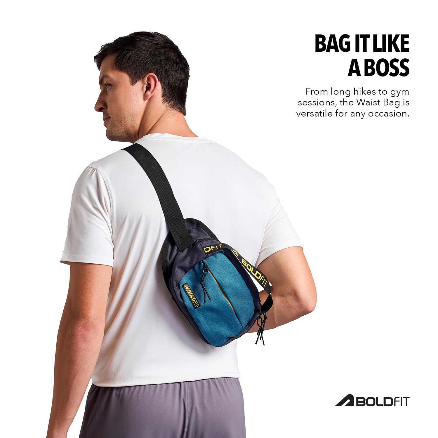 Boldfit Waist Bag for Men & Women-Water-Resistant, Lightweight Fanny Pack with Adjustable Strap, Multiple Compartments & Buckle Closure-Ideal Chest Sling Bag for Travel, Running, Hiking & Daily Use 3