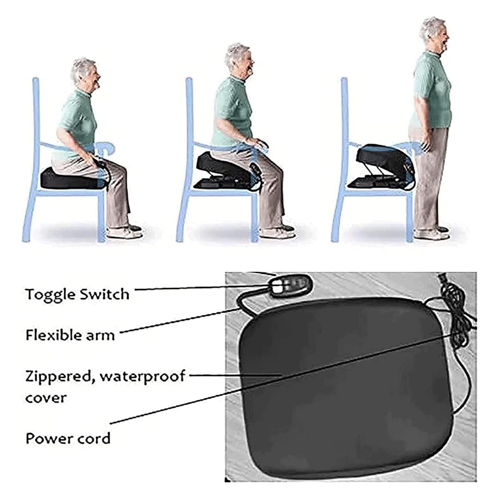 Cojín Elevador Eléctrico para Ancianos - Elevador de Asiento para Sofá y Sillón, Espuma Ortopédica Antiescaras