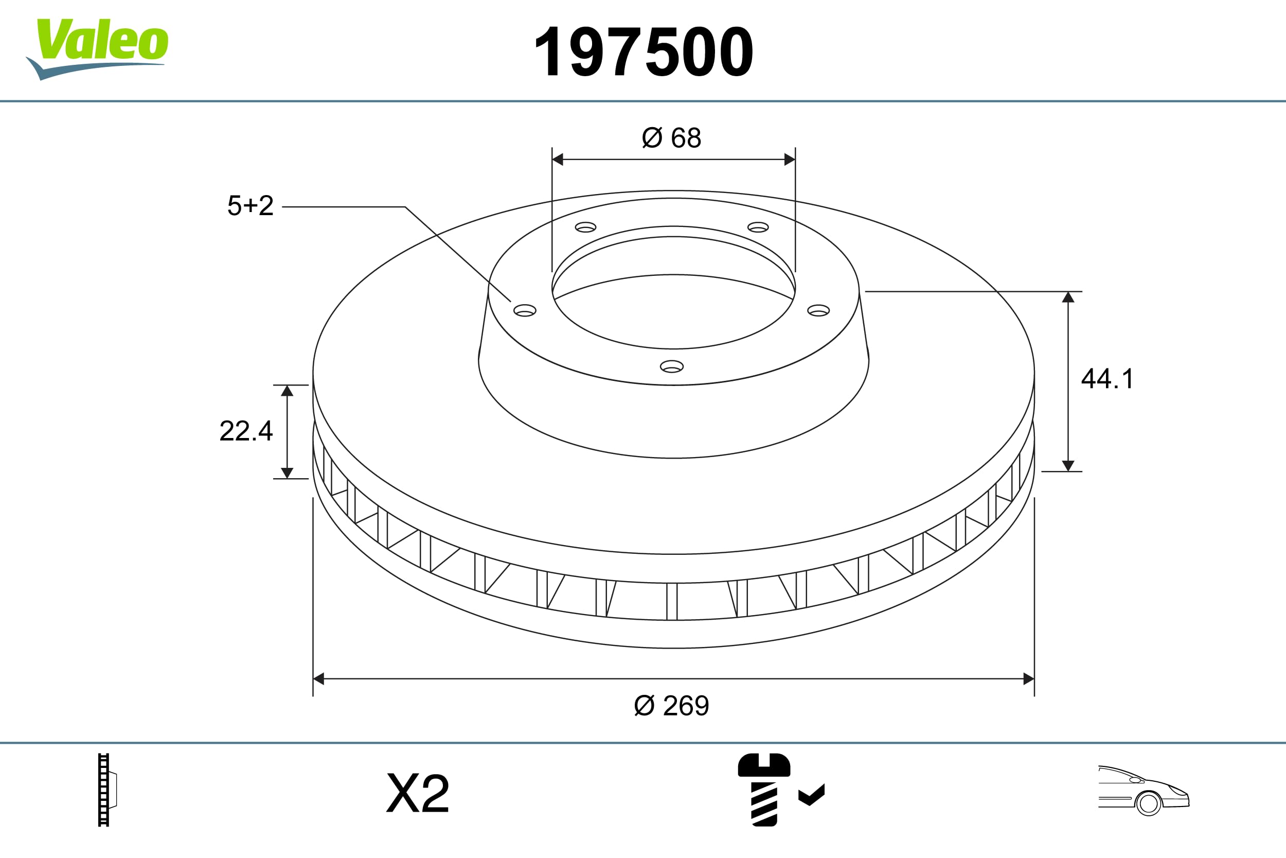 VALEO - Disques De Frein Huilés - 197700 - Boîte De 2 Disques Ventilés - Essieu Avant - Qualité Et Design Similaires à L'OE - Valeo, Expert En Freinage Depuis 1923