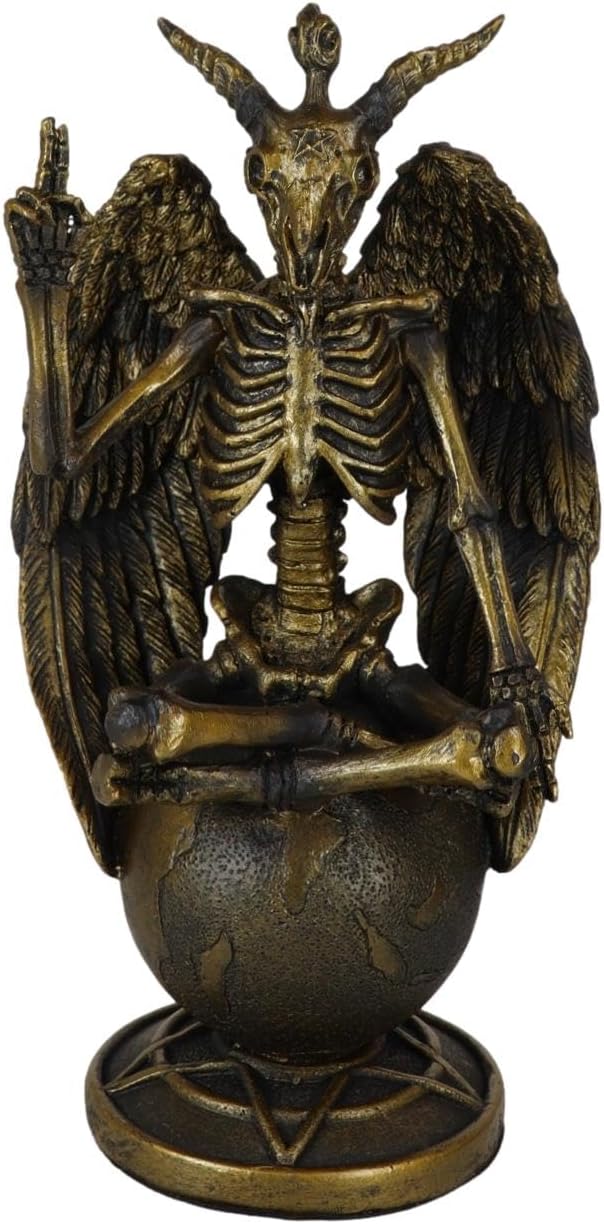 Ebros Gift Eliphaz Levi Winged Sabbatic Goat Baphomet Skeleton Bone Creature Figurine 8.25" Tall Golden Calf Goat of Mendes Decorative Sculpture