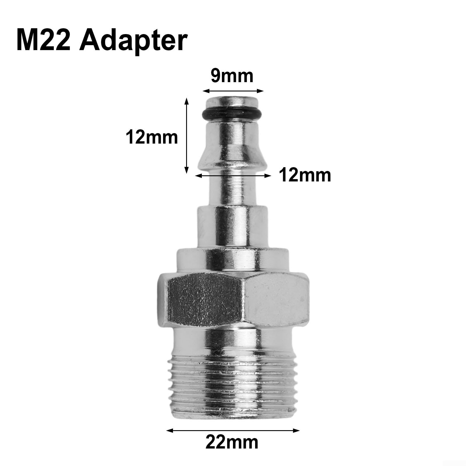 Adattatore per tubo idropulitrice a sgancio rapido per Lavor M14 M22 - connettore acqua in lega di ricambio - argento 14 x 12 x 9 mm/22 x 12 x 9 mm (per naso M14/piatto - M22) (adattatore M22)