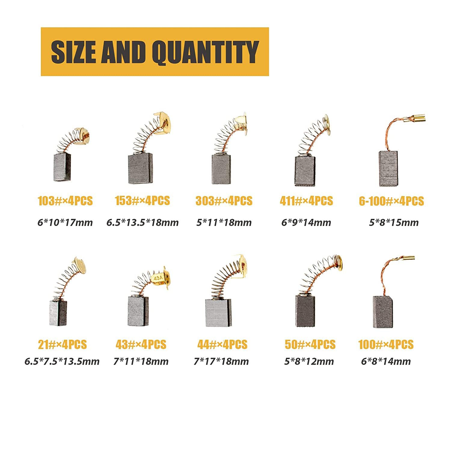 RUNCCI-YUN 40PCS Cepillos de carbono para motor,Cepillo de Carbón para Herramientas Eléctricas,reemplazo de cepillo de carbono Para Taladro Eléctrico Motor