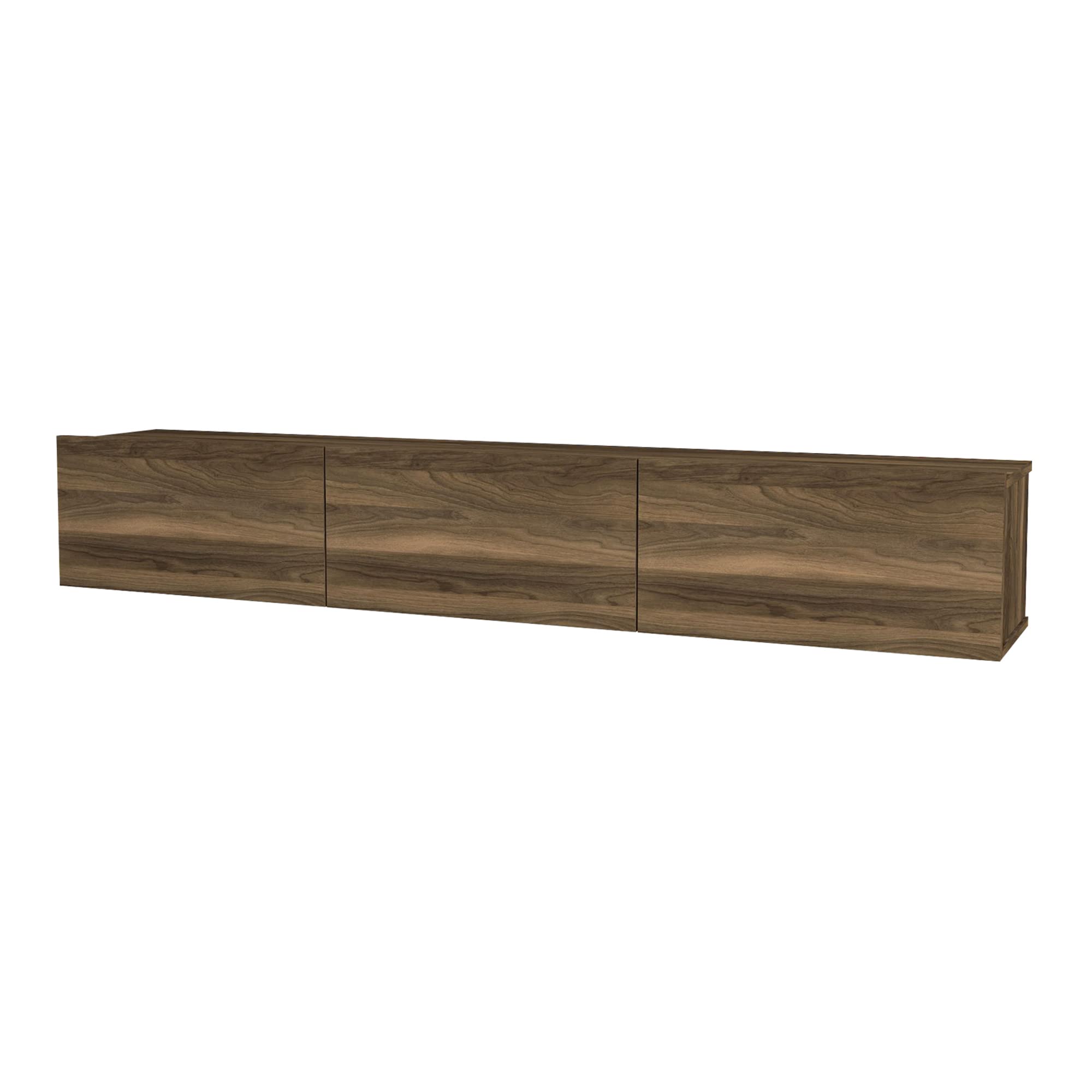 [en.casa] Meuble TV Mural Support Télé Suspendu avec Étagères Fermées Espace de Rangement Flottante pour Salon Banc Télévision Panneau de Particules 180 x 31 x 29,5 cm Effet Noyer