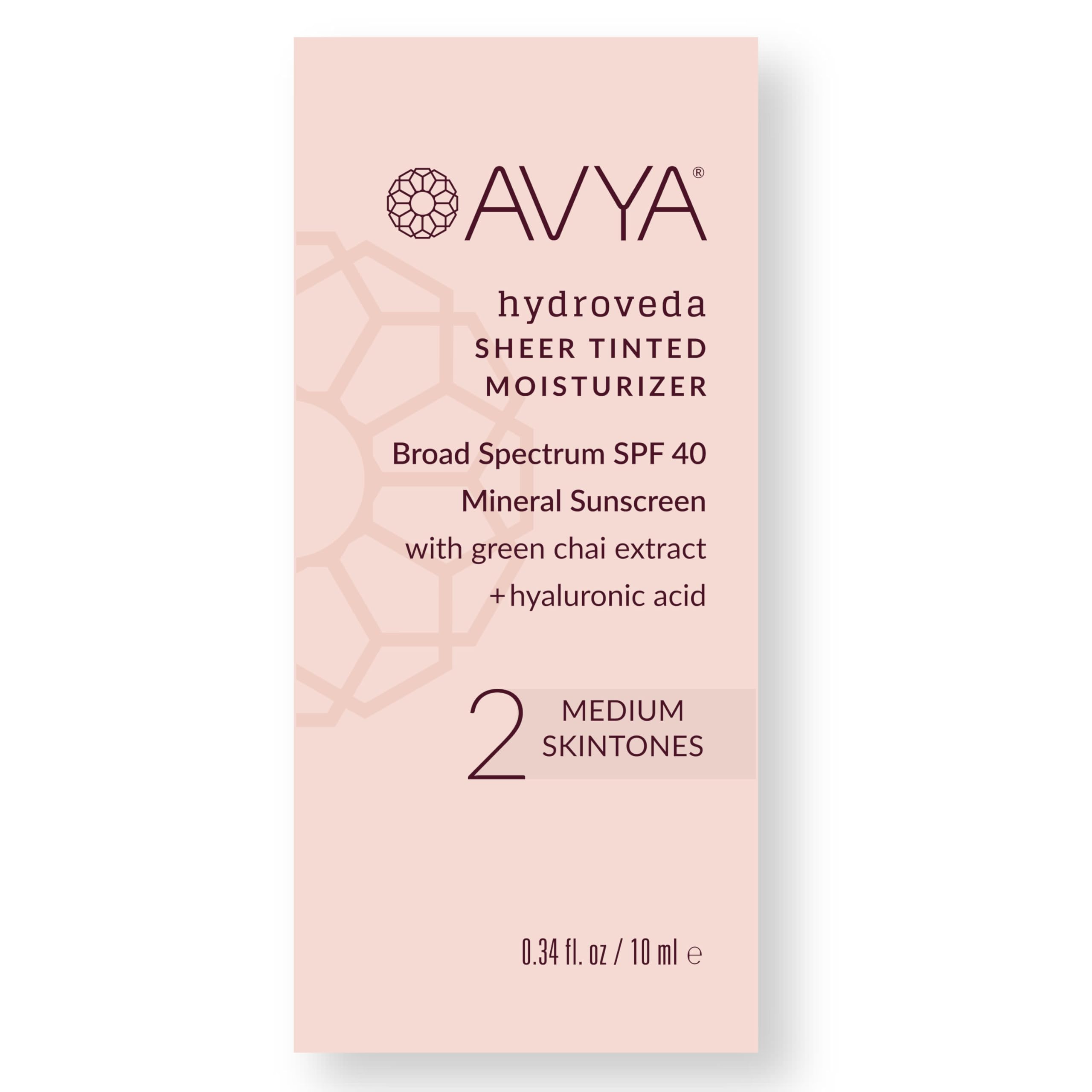 AVYA SPF 40 Sheer Tinted Moisturizer with Hyaluronic Acid Green Chai Advanced Ayurvedic Skincare Treatment for Balanced and