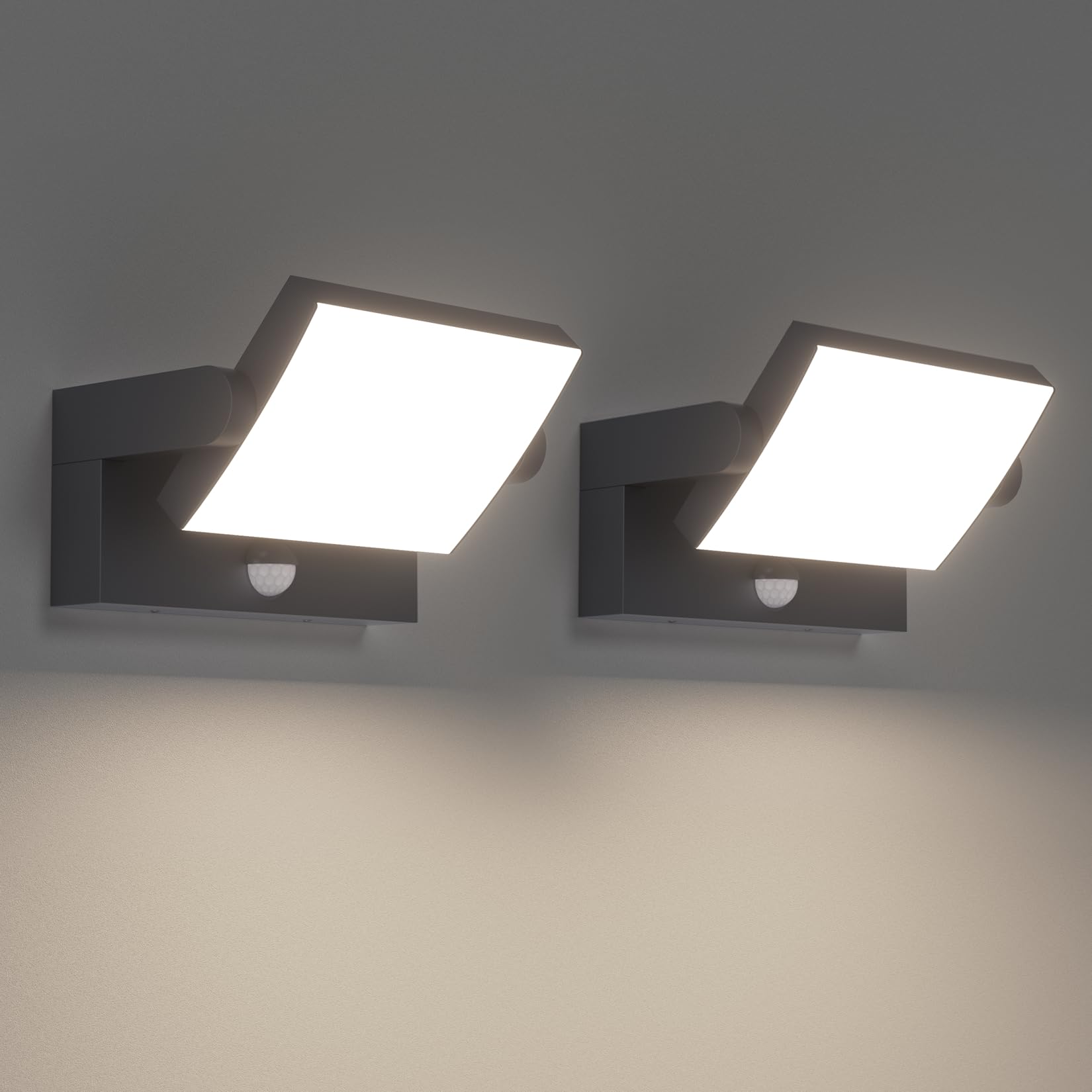 Klighten 2 Pcs Outdoor Wall Light 24W with Motion Sensor Waterproof IP65, Modern Aluminum Outside Lights with Sensor