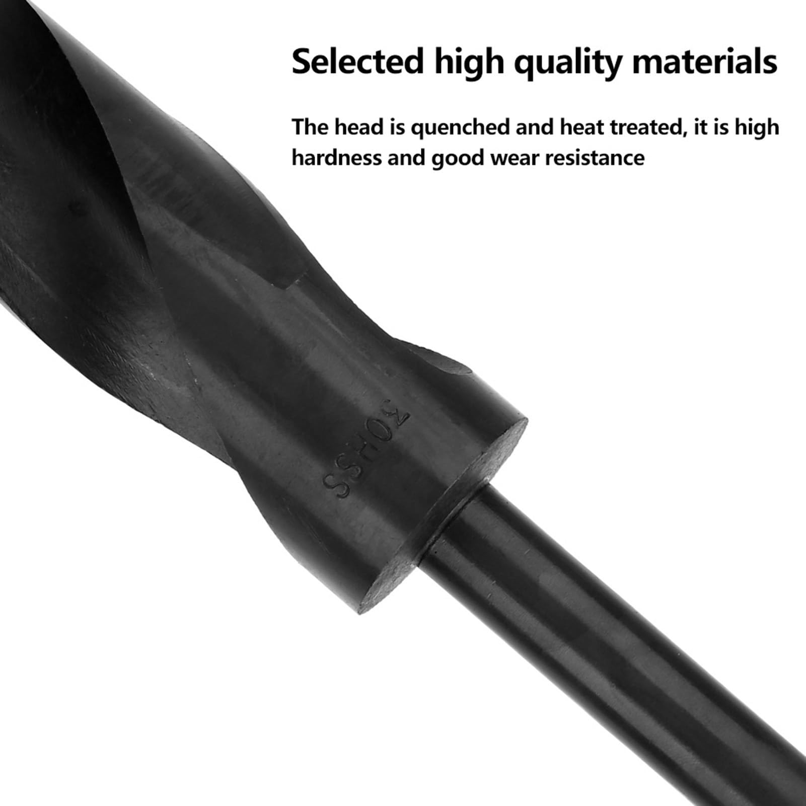 Broca de mango redondo negro de 1/2 pulgada Herramienta de broca helicoidal de acero de alta velocidad para materiales de metal y madera(30mm)