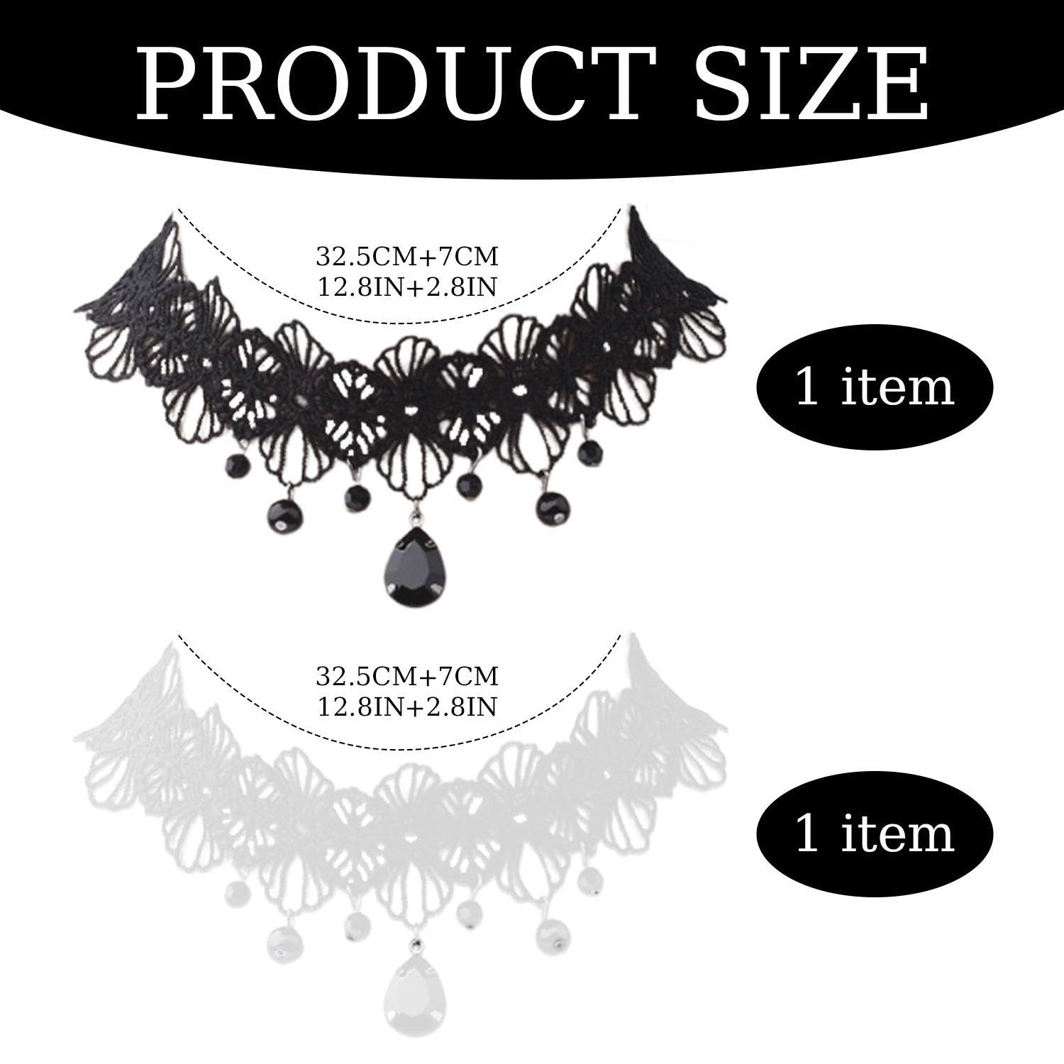 Chaînes De Clavicule en Dentelle, 2 Pièces, Collier Gothique Vintage en Dentelle, Bijoux Punk, Accessoires pour Vêtements