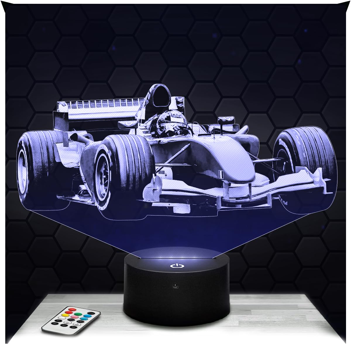 Lampephoto.fr - 3D Lamp F1 Formula 1 Car Racing, Touch LED Night Light, 3D Hologram Effect, Christmas Birthday Gift Idea for Men, Bedroom Decoration Object
