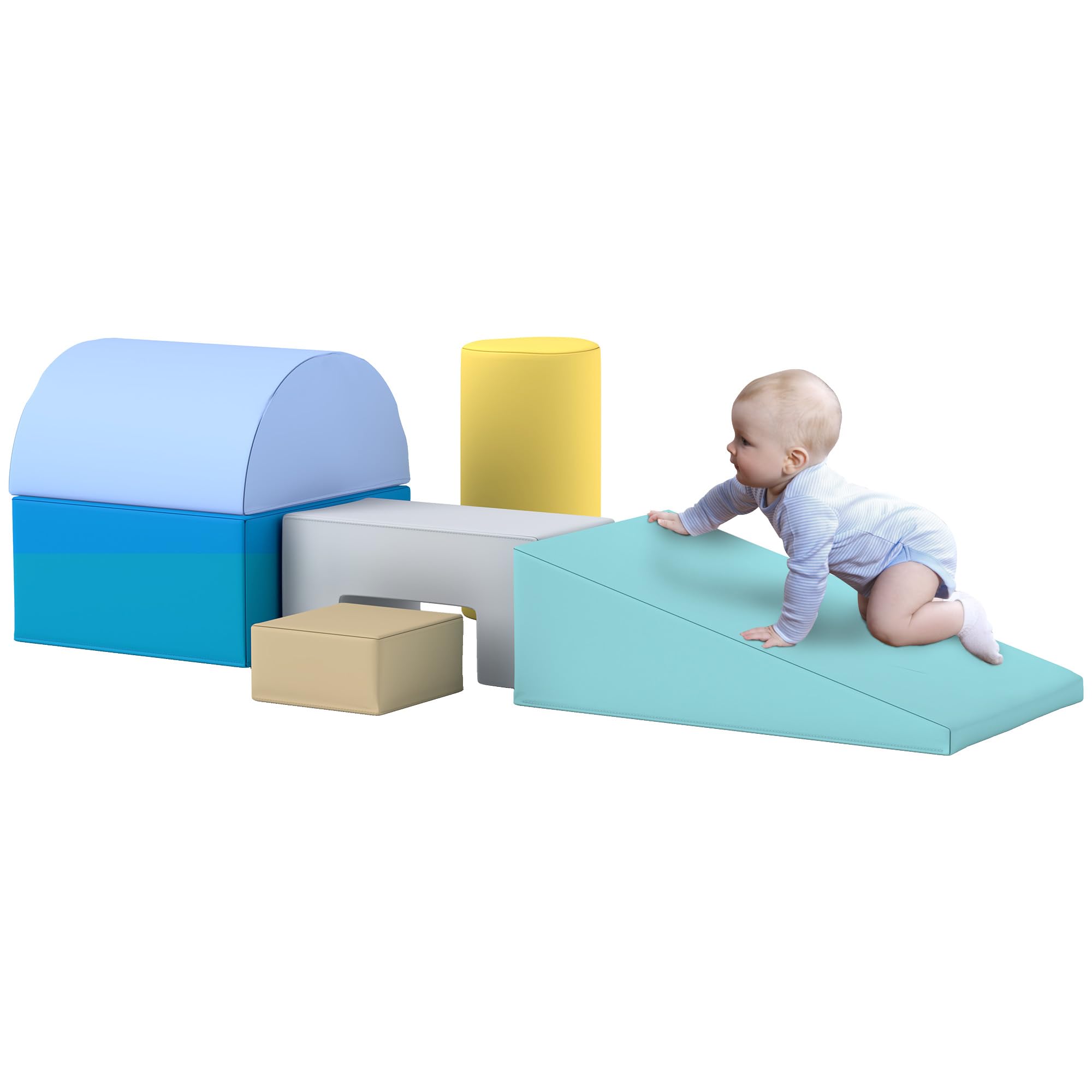 AIYAPLAY 6PCS Modulo motricità Bébé Parcours motricità Bébé Blocchi di Costruzione in Mousse con Custodia in Materiale Sintetico - Giocattoli didattici per Bambini in età prescolare, Multicolore