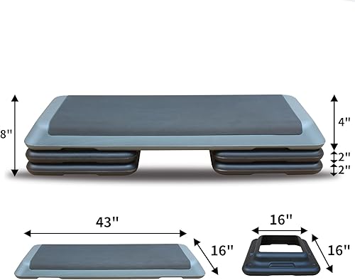 Miniatura 2 de Adjustable Aerobic Stepper Workout Step with 4 Risers Fitness & Exercise Platform Trainer