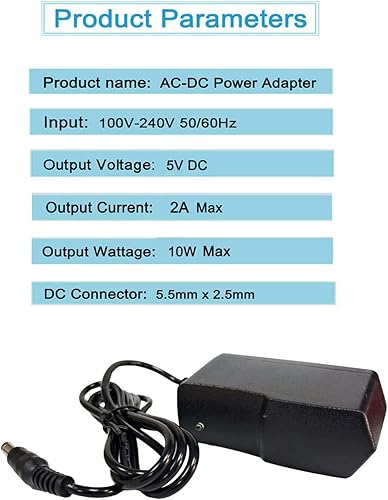 Miniatura 3 de Adaptador de fuente de alimentación de 5V 2A DC 10W ACDC Adaptador de enchufe de pared 100V-240V AC a DC 5 voltios 2Amp 1Amp Cable de alimentación