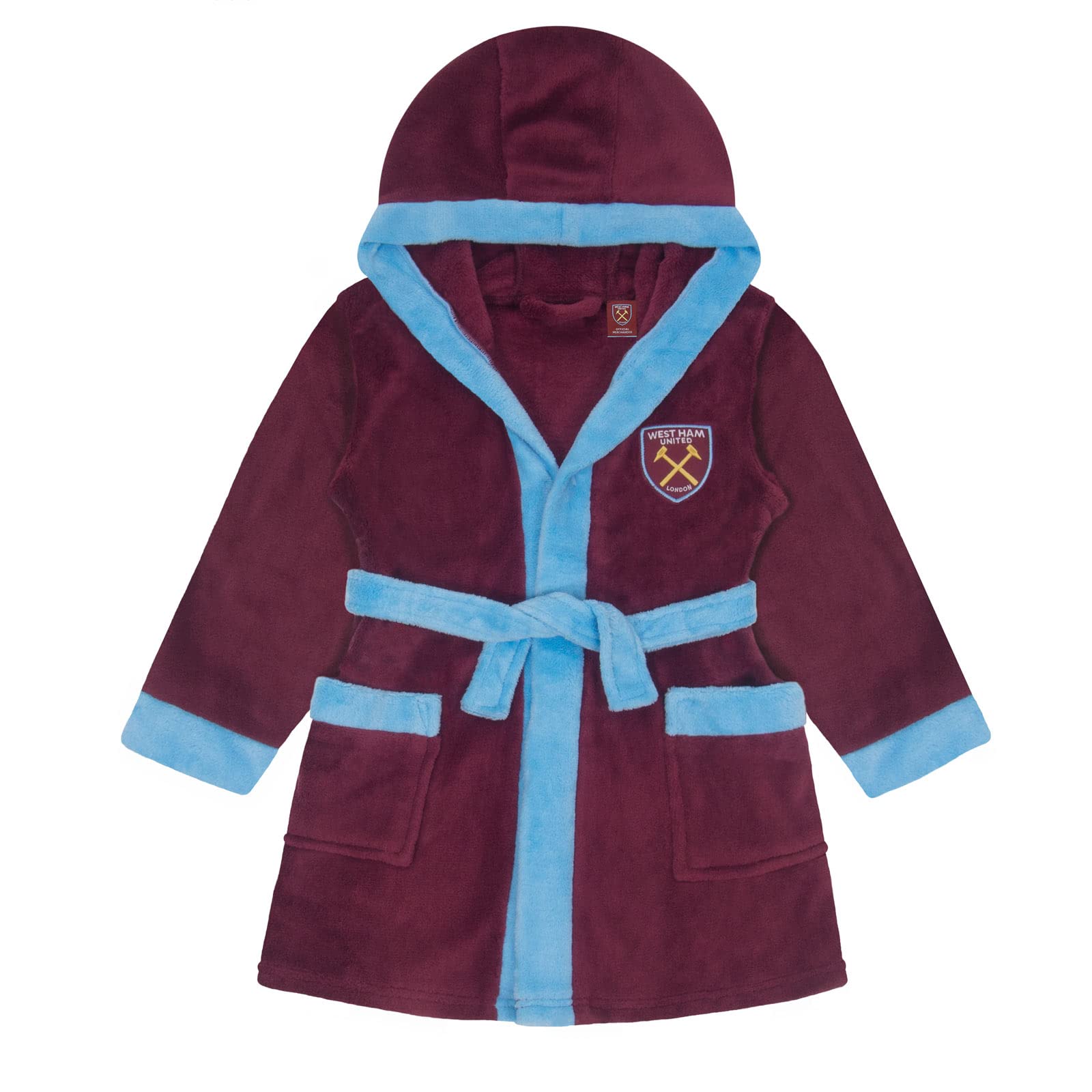 West Ham United Fc Baby Hooded Fleece Dressing Gown Claret 0-6 Months