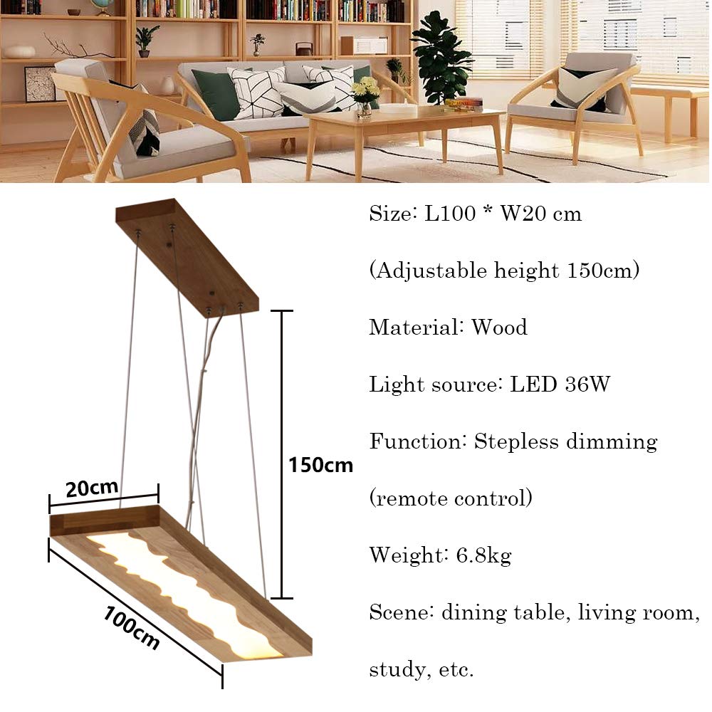 COCOL LED Pendellampe – Dimmbar, Mit Fernbedienung, Eiche Rustikal, Perfekt Für Esstisch Oder Wohnzimmer