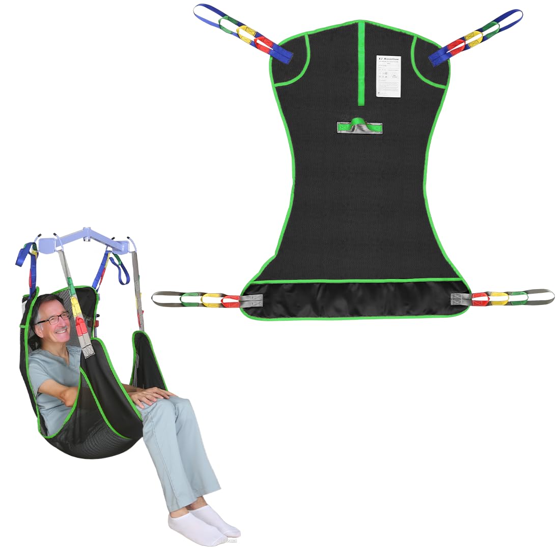 500lbs Mesh Full Body Sling for Lift - Patient Transfer Sling with Wide Pads for Elderly & Disabled,Compatible and Multi-Scene Transfer
