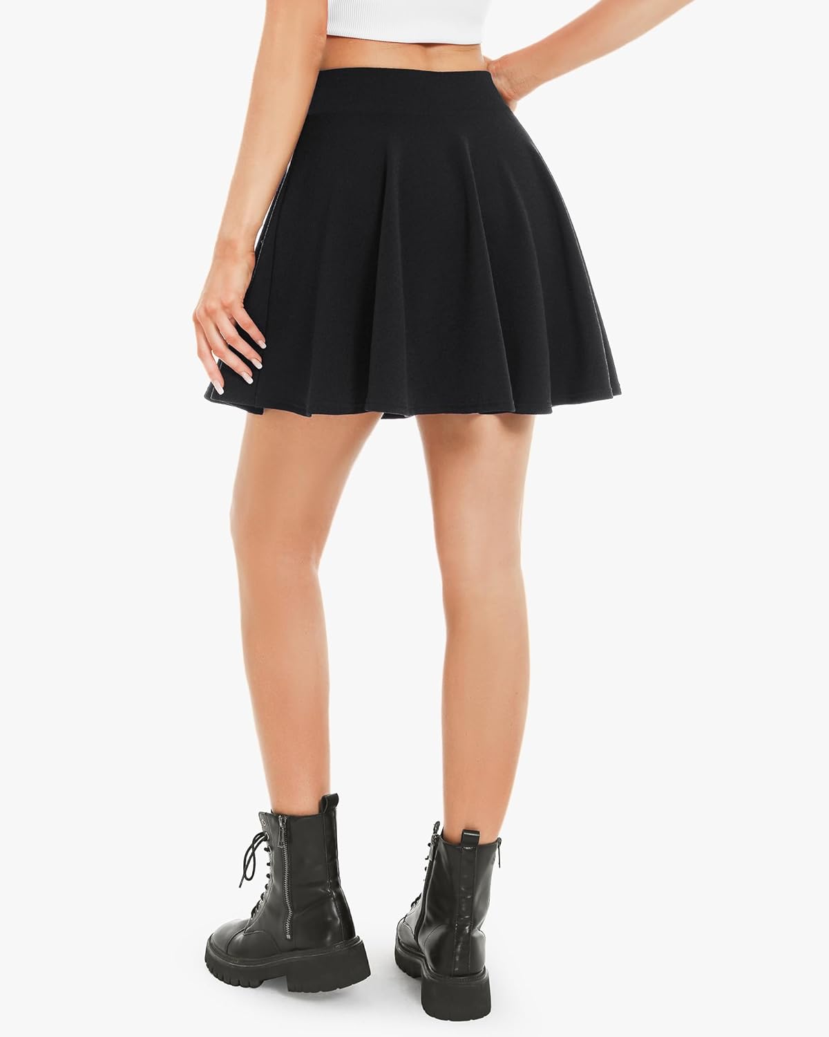 Stelle Women's Casual Skort with Shorts Basic Versatile Stretchy Flared Pleated Skater Mini Skirts - Image 6