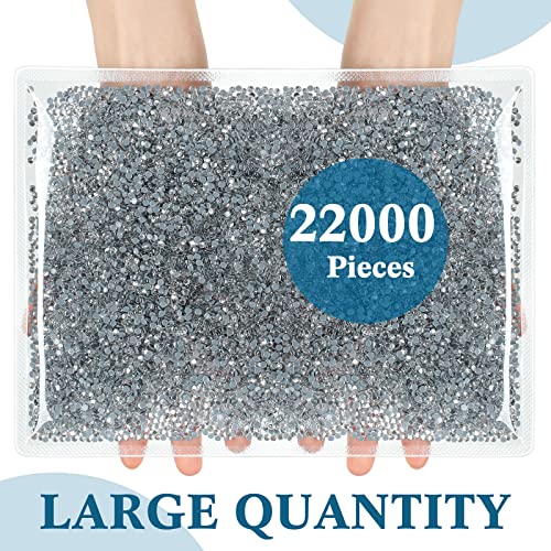 Image of 22000 Pcs Hotfix Rhinestone Bulk Crystal Iron on Flat Back Nail Gems Hot Fix Round Glass Rhinestones for Bedazzling DIY Crafts Clothes Shoes Supplies Decoration 2.7-2.9mm(SS10, Clear)